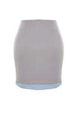 Grey Hemline Detailed Mini Woven Skirt Twoss24et00092