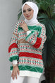 Modest Hijab Knitwear Tunic Patterned Silky Winter Stylish Balloon Sleeve Style Sweater Tunic B103