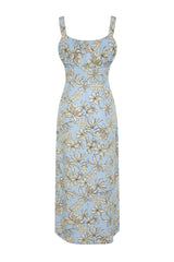 Light Blue Floral Viscose Maxi Woven Dress Twoss24el00613