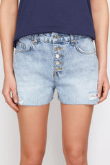 Blue More Sustainable Ripped High Waist Shorts Twoss24sr00104