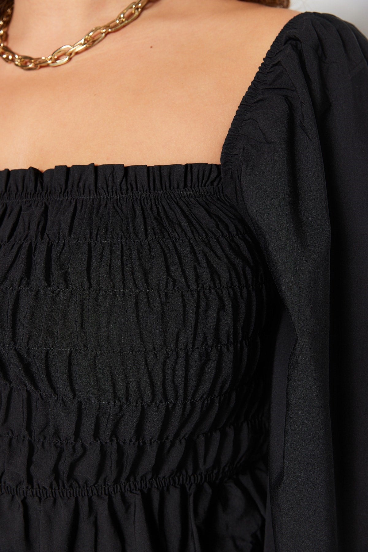 Black Gown Woven Plus Size Blouse Tbbss23af00035