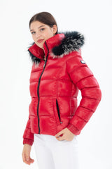 Women's Short Removable Fur Hooded Padded Inflatable Coat 8347 Gfx8347