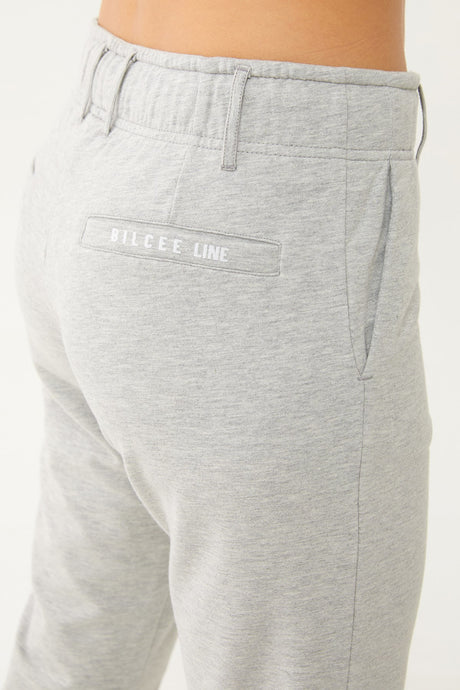 Women's Grey Melange Narrow Leg Organic Cotton Sports Tracksuit Bottoms 0667 Tb23wy05s0667-1