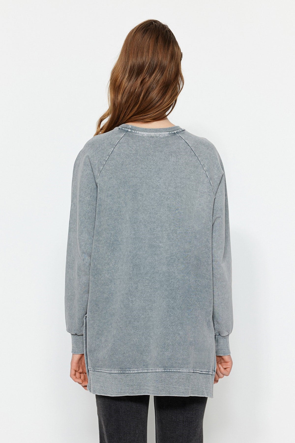 Grey Wash Knitted Sweatshirt Tctss23tw00062