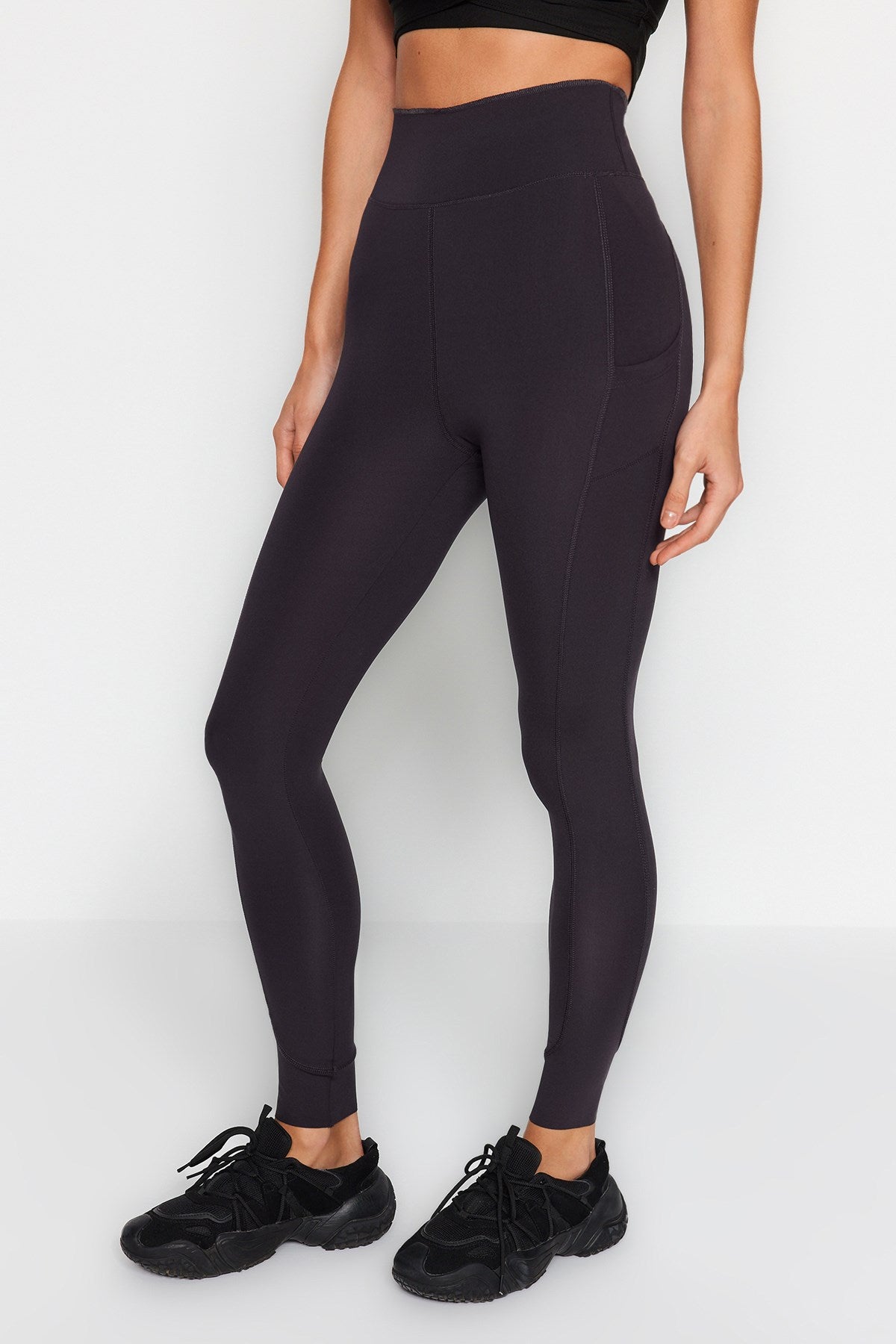 Matte Full Size Sports Leggings With Black Extra Belly Booster Layer Thmaw24ty00026