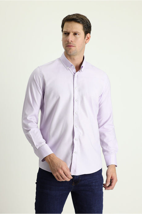 Long Sleeve Slim Fit Oxford Cotton Shirt 469295