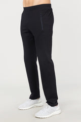 Black Men's Cotton/poly Zipper Pockets Casual Fit Straight Leg Sweatpants 1732 Tb19ma05s1732-1