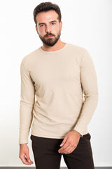 Plain Black Slim Fit Crew Neck Long Sleeve Mens T-shirt 36801.23k