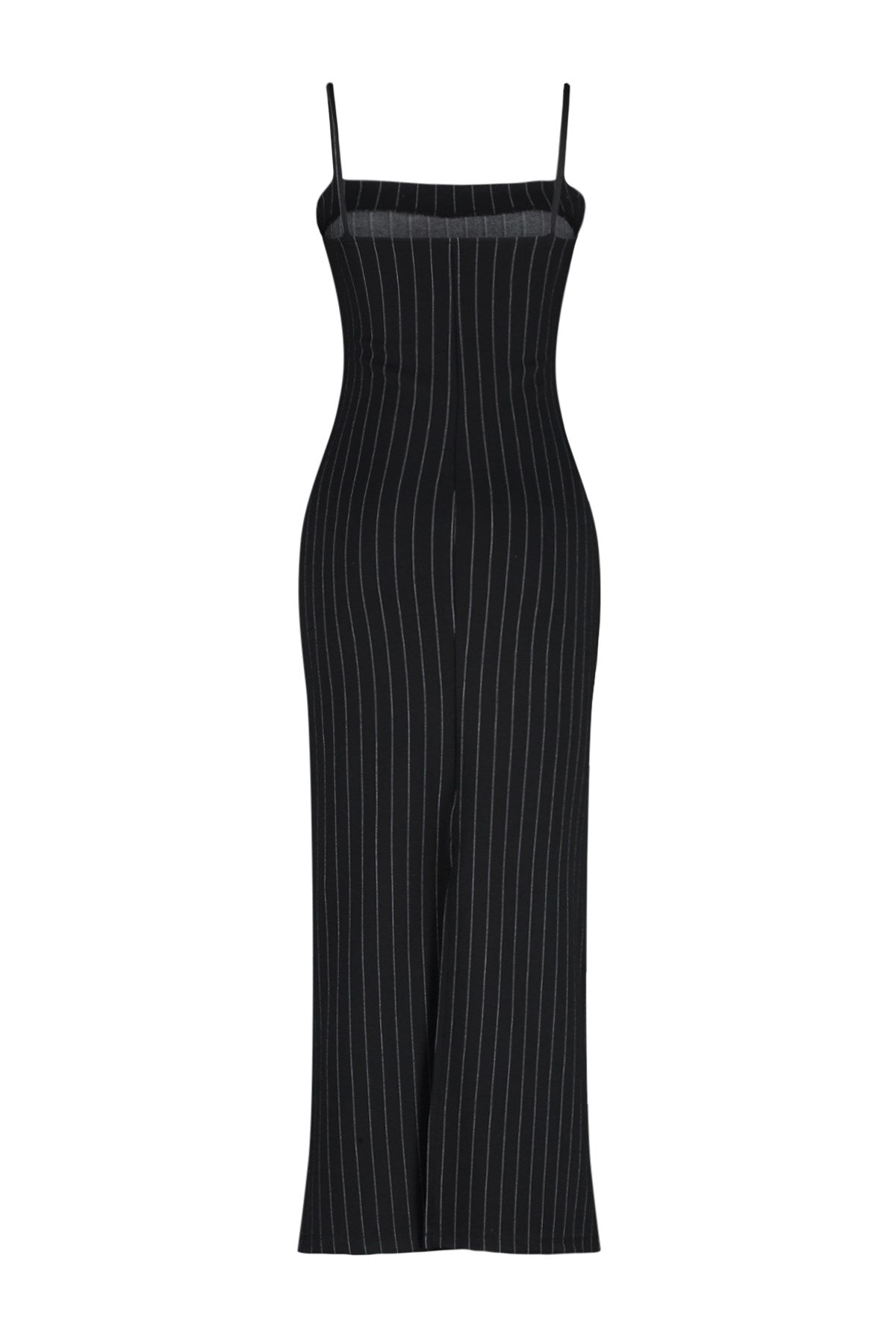 Black Striped Strappy Bodycone/body Wrapping Knitted Maxi Pencil Dress Twoss24el00290