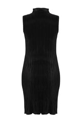 Black Waistband/skater Knitted Lined Pleated Elegant Evening Dress Tprss24el00068