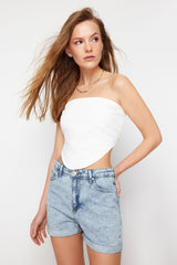 Black Leg Pleated Denim Shorts & Bermuda Twoss24sr00100