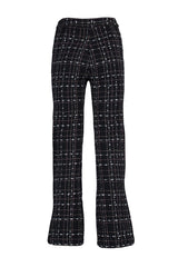 Black High Waist Cigarette Tweed Checkered Woven Pants Twoaw23pl00046