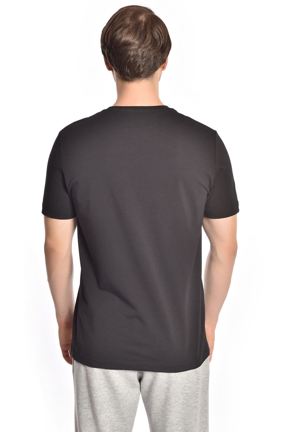 Black Men's Crew Neck 100% Cotton Solid Color Short Sleeve Basic Casual And Sports T-shirt 8766 Tb21