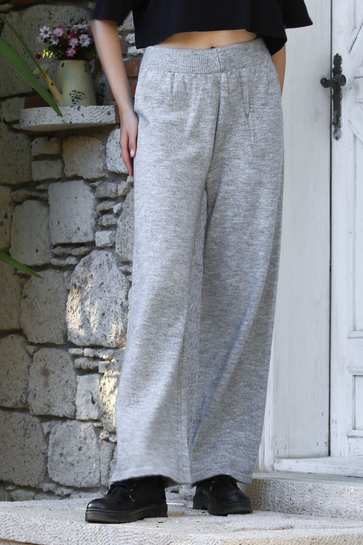 Grey Knitted Tube Leg Wool Pants M10060000pn98248