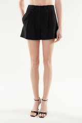 X Ai Black Pleated Short Shorts & Bermuda Twoss24sr00172