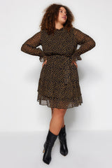 Black Polka Dot Mini Woven Dress Tbbaw24ah00056