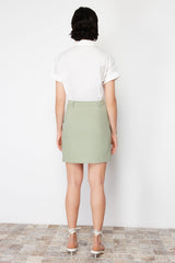 Mint Premium Quality Pocket Detailed Mini Size Woven Skirt Twoss24et00073