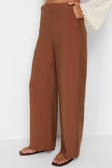 Cinnamon Straight/straight Cut Back Waist Elastic Modal Content Woven Pants Twoss24pl00051