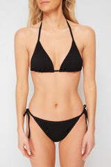 Black Triangle Tie Textured Regular Bikini Set Tbess24bt00024