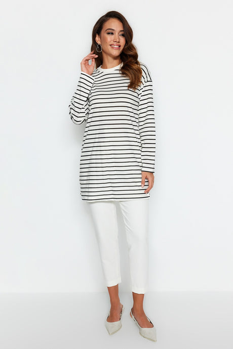 Black Striped Knitted Tunic Tctaw22uk0240