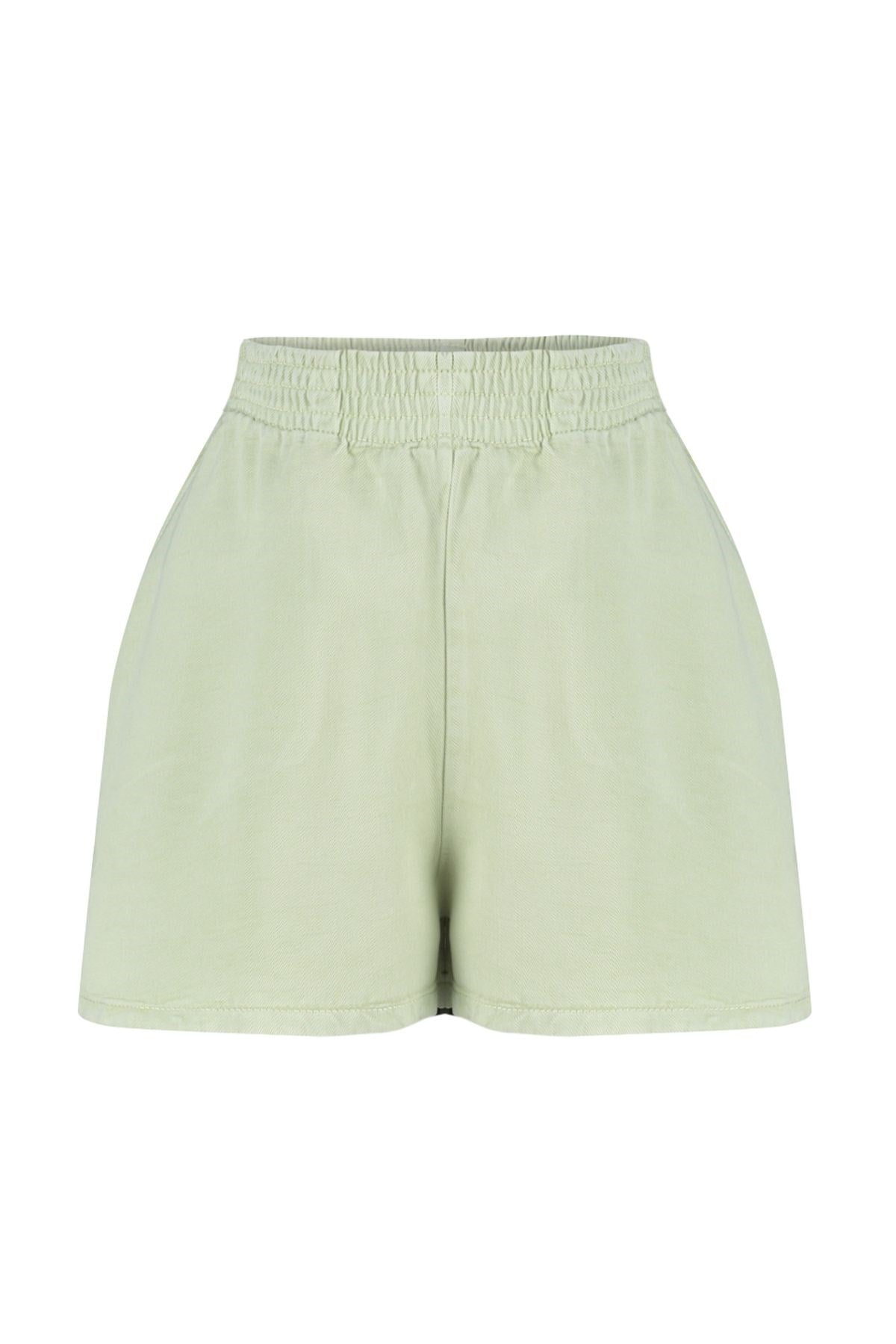 Beige 100% Tencel™ Elastic Waist Denim Shorts & Bermuda Twoss24sr00060