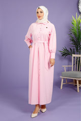 Pink Tunic Dress With Ruffle At The Waist 3782 T23tnky3782