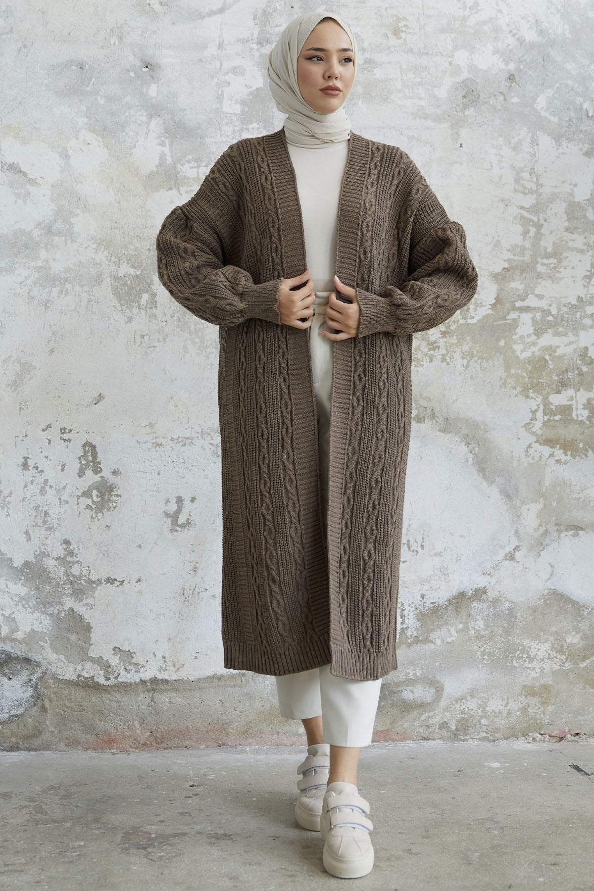 Molly Chain Pattern Knitwear Cardigan - Milk Coffee Ms00nl123