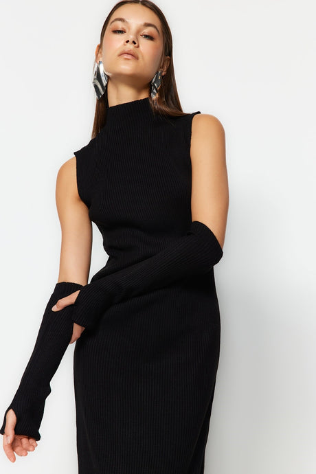 Black Midi Knitwear Window/cut Out Dress Twoaw24el00063