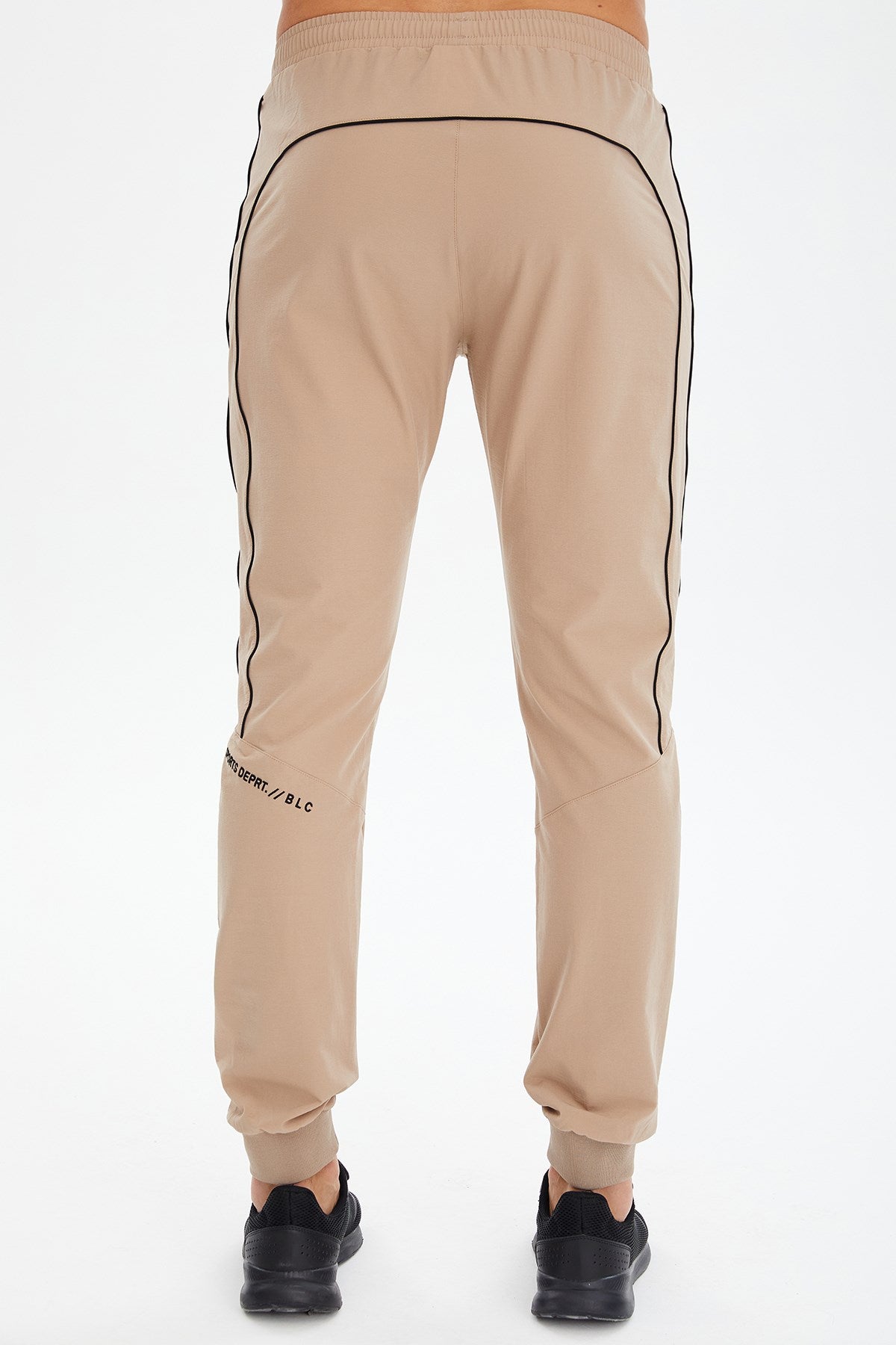 Men's Beige Woven Ribbed Leg Straight Zipper Pocket Sport&casual Sweatpants 0787 Tb23ml05s0787-1