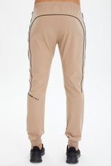 Men's Beige Woven Ribbed Leg Straight Zipper Pocket Sport&casual Sweatpants 0787 Tb23ml05s0787-1