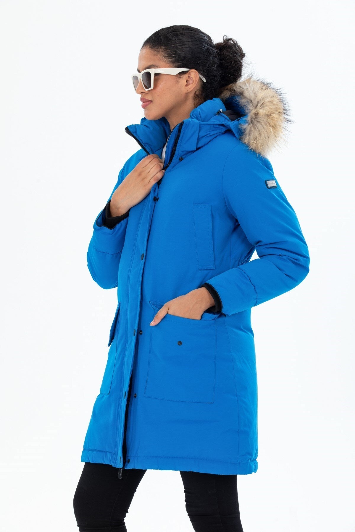 Women's Long Removable Fur Hooded Padded Windproof Water Repellent Inflatable Coat 8645 Gfx8645