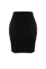 Black Body Fitting Mini Knitted Floral Appliqué Skirt Tbess24et00012