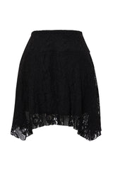 Black Asymmetric High Waist Lace Mini Knitted Skirt Twoss24et00087