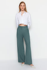 Brown Wide Leg Wide Leg Pleated Woven Pants Twoaw22pl0475