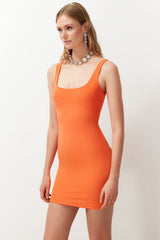 Orange Body Fitting Woven Dress Tprss24el00165