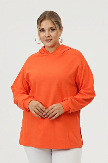 Hooded Ribbed Ribbed Sweat-orange Sea-sw2119