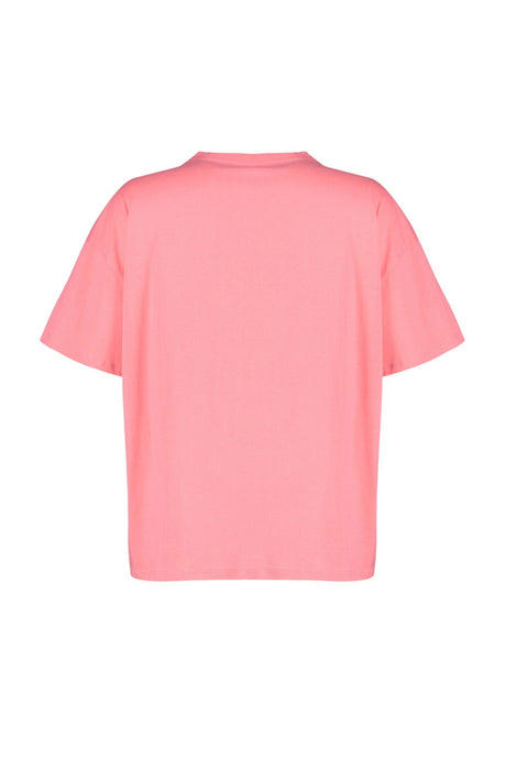 Pink Wide Mold Knitted Printed Crew Neck T-shirt Tbbss23bf00015