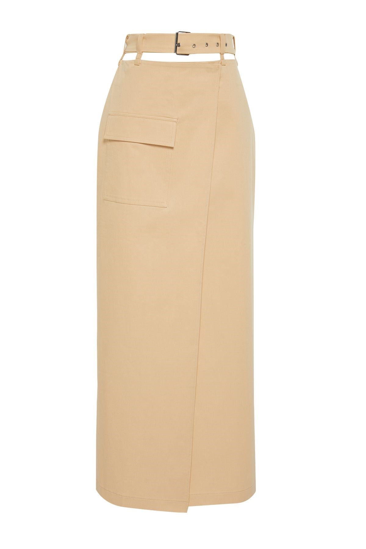 Limited Edition Stone Cut Out Detailed Cotton Midi Column Woven Skirt Twoss24et00147