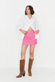 Pink High Waist A-line Mini Woven Skirt Twoss22et0136