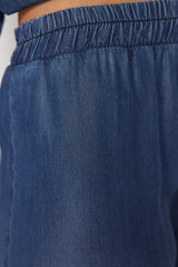 Dark Blue 100% Tencel™ High Waist Wide Leg Jeans With Elastic Waist Twoss24je00297