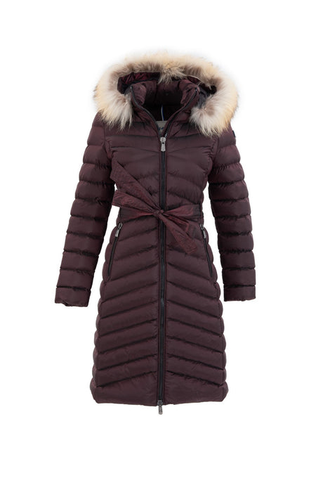 Women's Long Removable Fur Hooded Padded Waist Belt Waterproof Inflatable Coat 8529 1001m8529