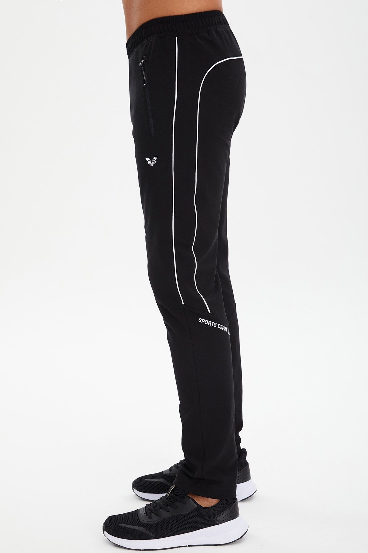 Men's Black Connecting Fashion Pockets Sports And Casual Solid Color Sweatpants 0793 Tb23ml05s0793-1