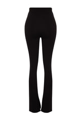 Black Slit High Waist Interlock Knitted Leggings Pants Twoaw24pl00122