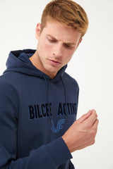 Men's Navy Blue Front Flock Printed Hooded Pocket Casual And Sports Sweatshirt 1541 Tb23ml11w1541-1