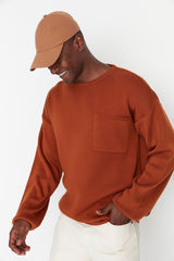 Cinnamon Men's Crew Neck Oversize Fit Knitwear Sweater Tmnaw22kz0146