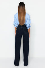 Blue High Waist Wide Leg Jeans Twoss23je00083