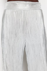 Silver Loose Leg Pleated Pants Tprss24pl00006