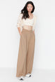 Black Print Detailed Wide Leg/casual Cut Asymmetrical Waist Knit Pants Twoaw23pl00389