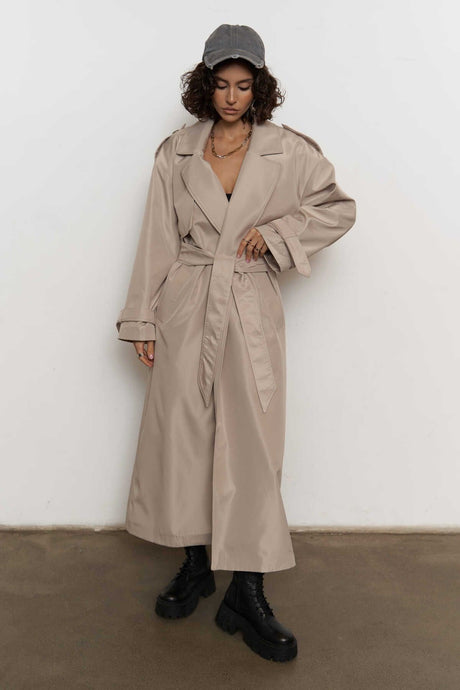 Femme Women Gray Oversize Trench Coat 1244