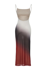 Multicolor Gradient Knitted Lined Tulle Elegant Evening Dress Tprss24el00142